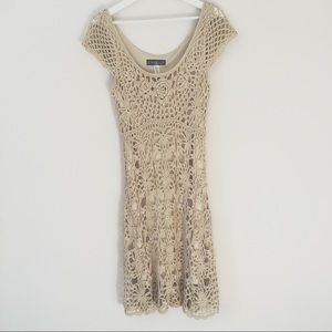 Macrame Cream Boho Dress SzM The PyramidCollection